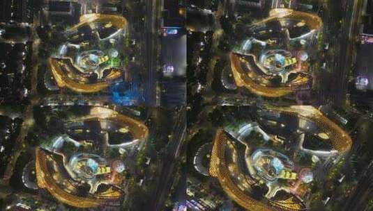 航拍天环广场夜景高清在线视频素材下载
