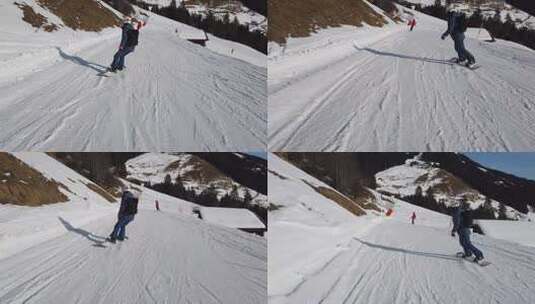 女孩在阿尔卑斯山滑雪高清在线视频素材下载