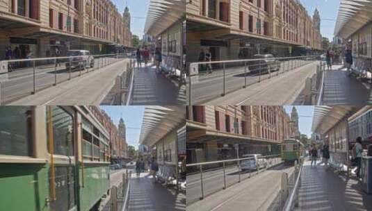 澳大利亚墨尔本街道街景交通中央车站高清在线视频素材下载