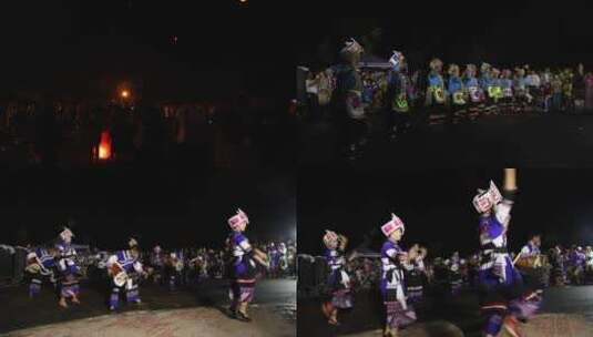 云南普者黑壮族传统节日摸泥黑跳舞视频高清在线视频素材下载