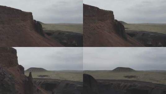 内蒙古乌兰察布古察哈尔火山地址公园航拍4K高清在线视频素材下载