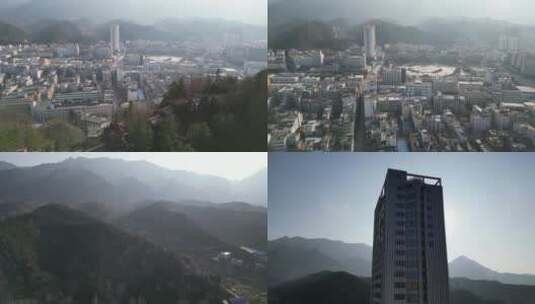 商洛山阳县城城市建设风光航拍8高清在线视频素材下载