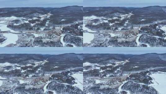 大兴安岭崇山峻岭群山巍峨林海雪原冬天雪景高清在线视频素材下载