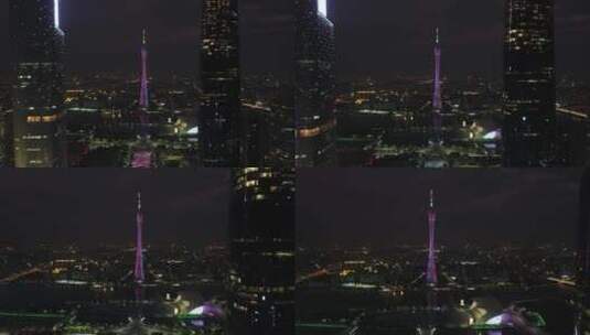 航拍广州城市夜景空镜高清在线视频素材下载