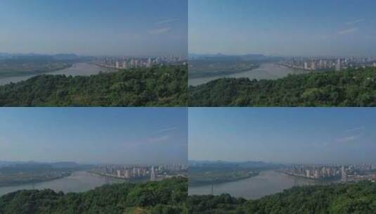 泸州城市远景河流航拍02高清在线视频素材下载