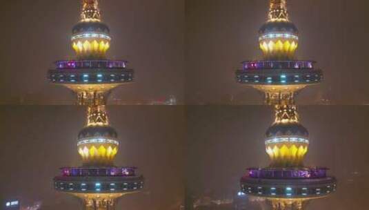 哈尔滨龙塔航拍雪天雪景高清在线视频素材下载