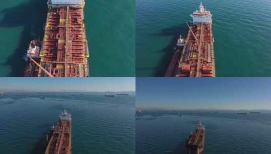 巨型红色油轮在海上航行高清在线视频素材下载