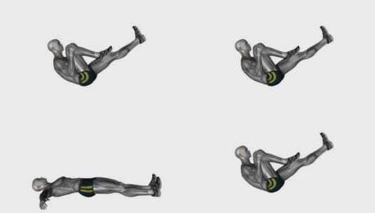 人体躺着屈臀伸展健身锻炼3D演示高清在线视频素材下载