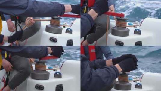 水手转动绞车高清在线视频素材下载