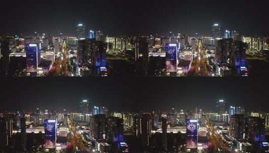 航拍江西南昌红谷滩城市夜景灯光高清在线视频素材下载