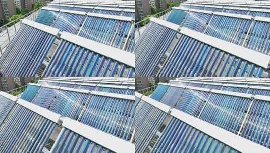 屋顶的太阳能热水器高清在线视频素材下载