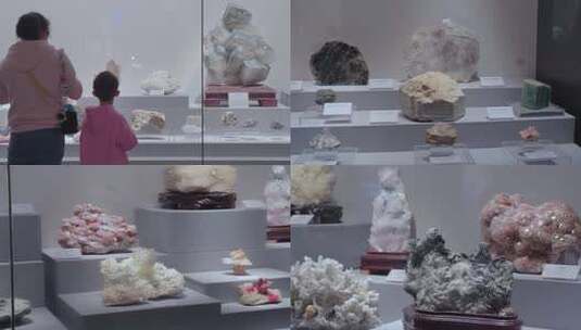 橱窗里珍贵奇异石头展览展示高清在线视频素材下载