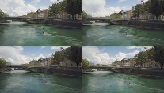 日内瓦河桥高清在线视频素材下载