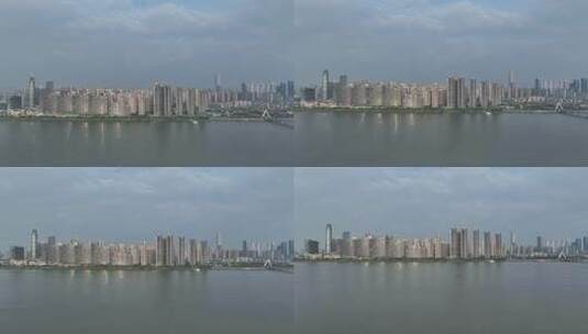 长沙湘江清晨航拍高清在线视频素材下载