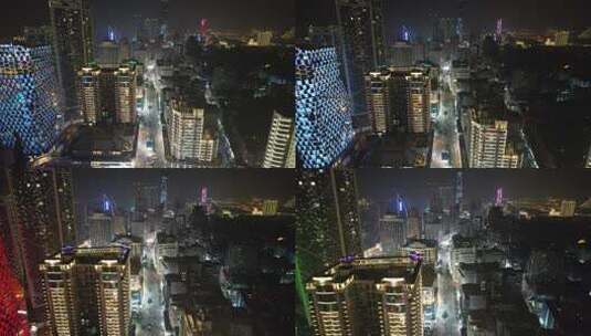 广西柳州城市夜景灯光航拍高清在线视频素材下载