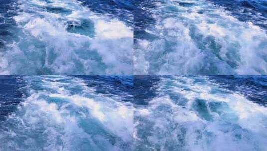 加勒比海翻腾的海水，美丽清澈的海水滚动和冒泡。高清在线视频素材下载