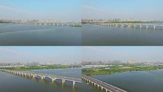 武汉南太子湖大桥前推上升镜头高清在线视频素材下载