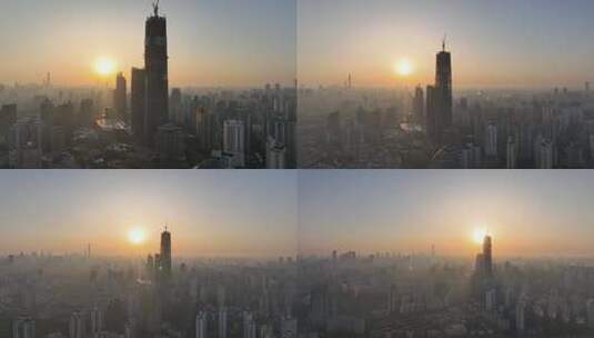 上海徐汇区清晨航拍高清在线视频素材下载