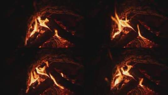 燃烧的篝火火焰慢镜头高清在线视频素材下载