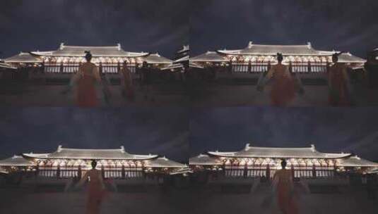 古装美女在杭州德寿宫奔跑背影升格慢镜头高清在线视频素材下载