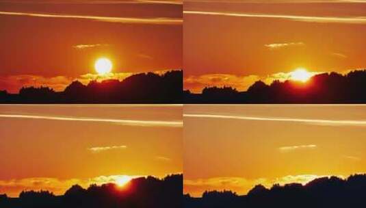 橙色的日落大太阳高清在线视频素材下载