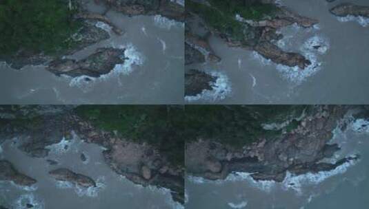 玉环市灵门村海岸礁石航拍高清在线视频素材下载