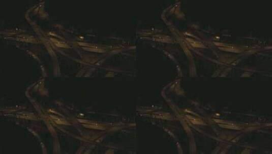 自上而下夜间空中透视汽车驾驶高速公路美国主要高清在线视频素材下载
