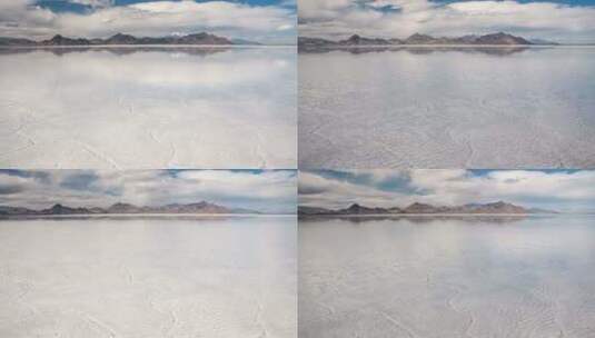 延时拍摄盐湖和蓝天白云景观高清在线视频素材下载
