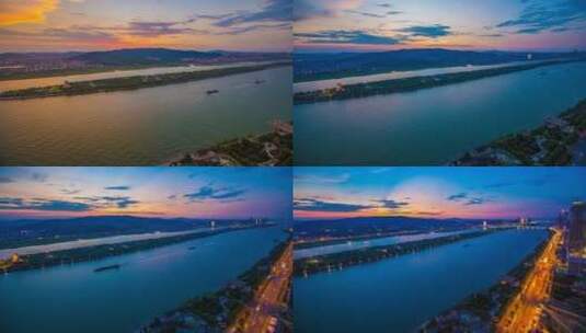 湖南长沙湘江橘子洲头地标景点夕阳延时摄影高清在线视频素材下载