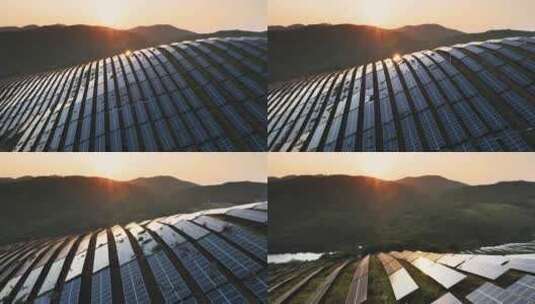山区太阳能光伏电池板鸟瞰图高清在线视频素材下载