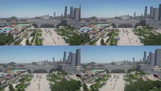 山东省博物馆城市建筑地标航拍高清在线视频素材下载