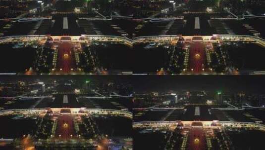 合集郑州东站夜景航拍高清在线视频素材下载