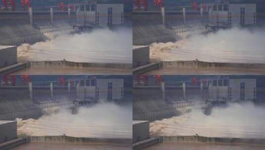 实拍三峡大坝泄洪震撼场景高清在线视频素材下载