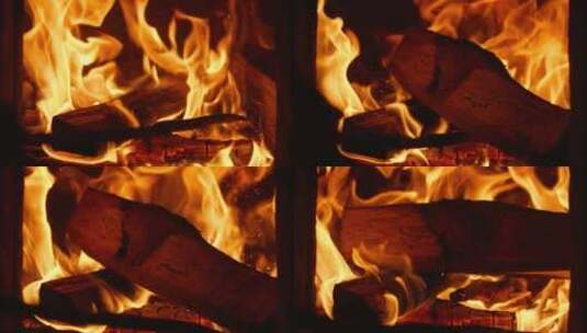 木炭柴火焰烈焰篝火薪火升格高清在线视频素材下载