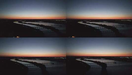 夜景 河流 大桥 日出高清在线视频素材下载