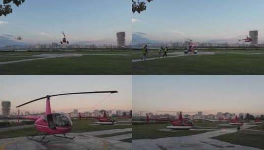 4K三亚旅游观光直升机海南三亚直升机高清在线视频素材下载