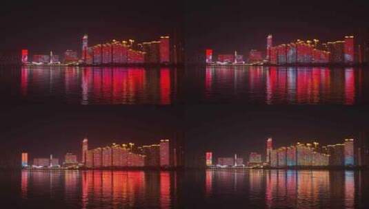 中国红城市灯光秀 长沙都市夜景高清在线视频素材下载