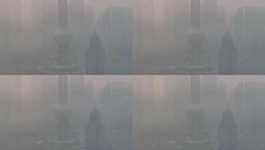 上海日出 平流雾 城市风光航拍高清在线视频素材下载