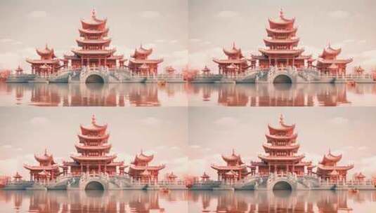 3D中国风宫殿背景高清在线视频素材下载