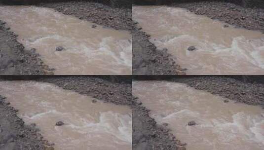 浑浊的河水流动高清在线视频素材下载