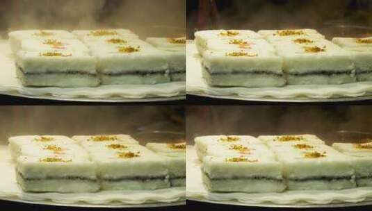中国传统风味特色糕点小吃，桂花糕高清在线视频素材下载