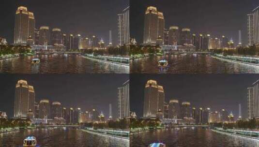 4K天津夜景灯光秀高清在线视频素材下载