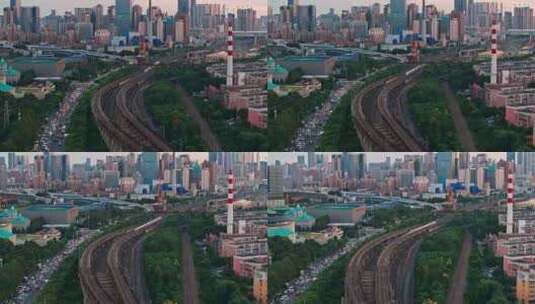 辽宁沈阳城市中行驶的高铁复兴号高清在线视频素材下载
