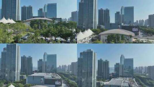 惠州金融中心航拍惠州市区高楼大厦建筑风光高清在线视频素材下载