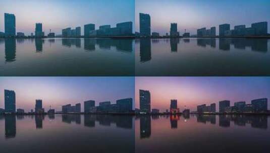 上海  春申湖广场 日转夜延时高清在线视频素材下载