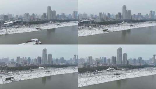 汉口江滩雪景高清在线视频素材下载