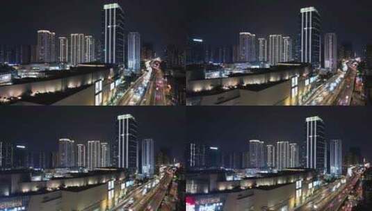 万象城 二环路 高架桥 夜景 公交高清在线视频素材下载