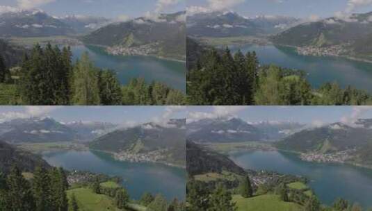 Zell Am see的无人机景观松树镇高清在线视频素材下载