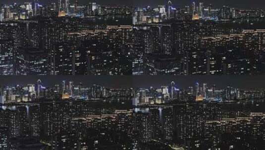 航拍杭州钱江新城滨江区夜景高清在线视频素材下载