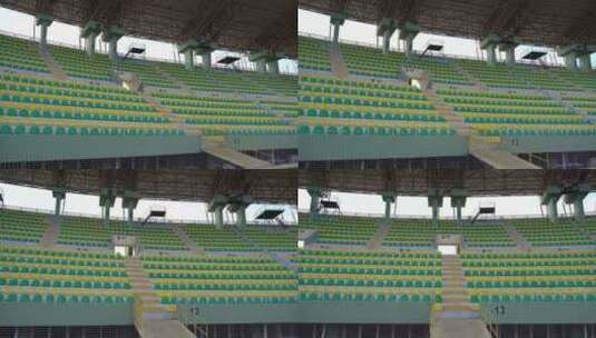 三里乌尔法体育场的绿色和黄色座位4K高清在线视频素材下载